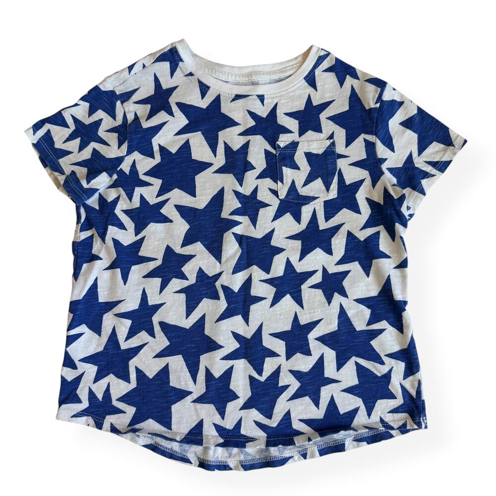 Hanna Andersson Blue Star Print Slub Pocket Tee Girls 130cm US 8